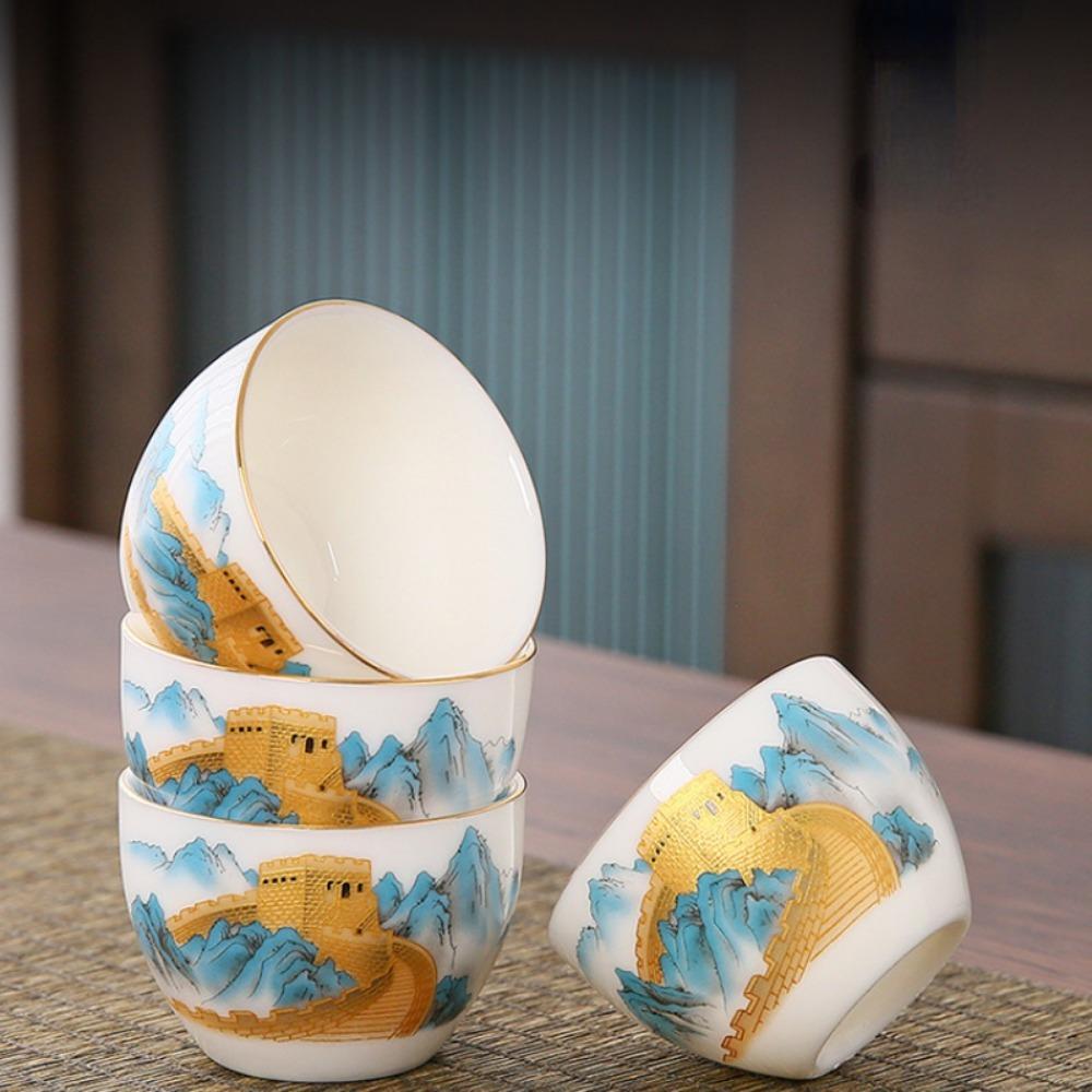 Skopový tuk Jade Bílý porcelán Cestovní čajová souprava Kung Fu Hrnec se čtyřmi šálky Sada přenosných sáčků Venkovní keramický čaj Rychlý šálek