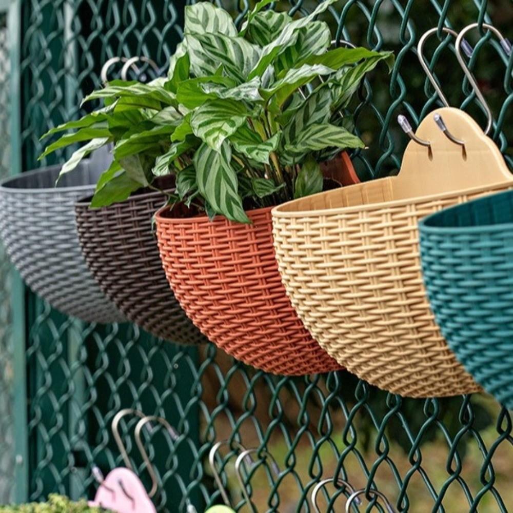 Plastic Rattan Weaving Hanging Flowerpot Wear-resistant Wall Flower Pot  Flower Shop
