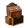 Handmade Wooden Mailbox Retros Lockable Compartment Detachable Board Storage Area Wall Mount Installation