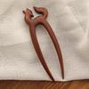 1pc Sandalwood U-shaped Hairpin Ancient Hair Stick Cute Cat Design for Hair Up Bathroom Accessories Women's Hair Claw Clip