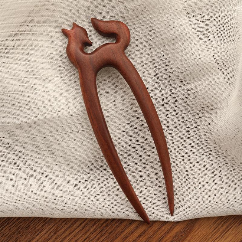 

1pc Sandalwood U-shaped Hairpin Ancient Hair Stick Cute Cat Design for Hair Up Bathroom Accessories Women s Hair Claw Clip