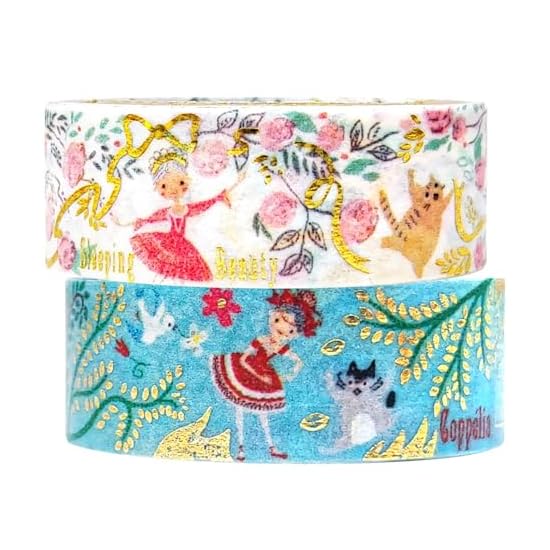 Sealido Made in Japan Foil-Stamped Kirapika Masking Tape Ballet Sleeping Beauty & Coppelia 2-Roll Se