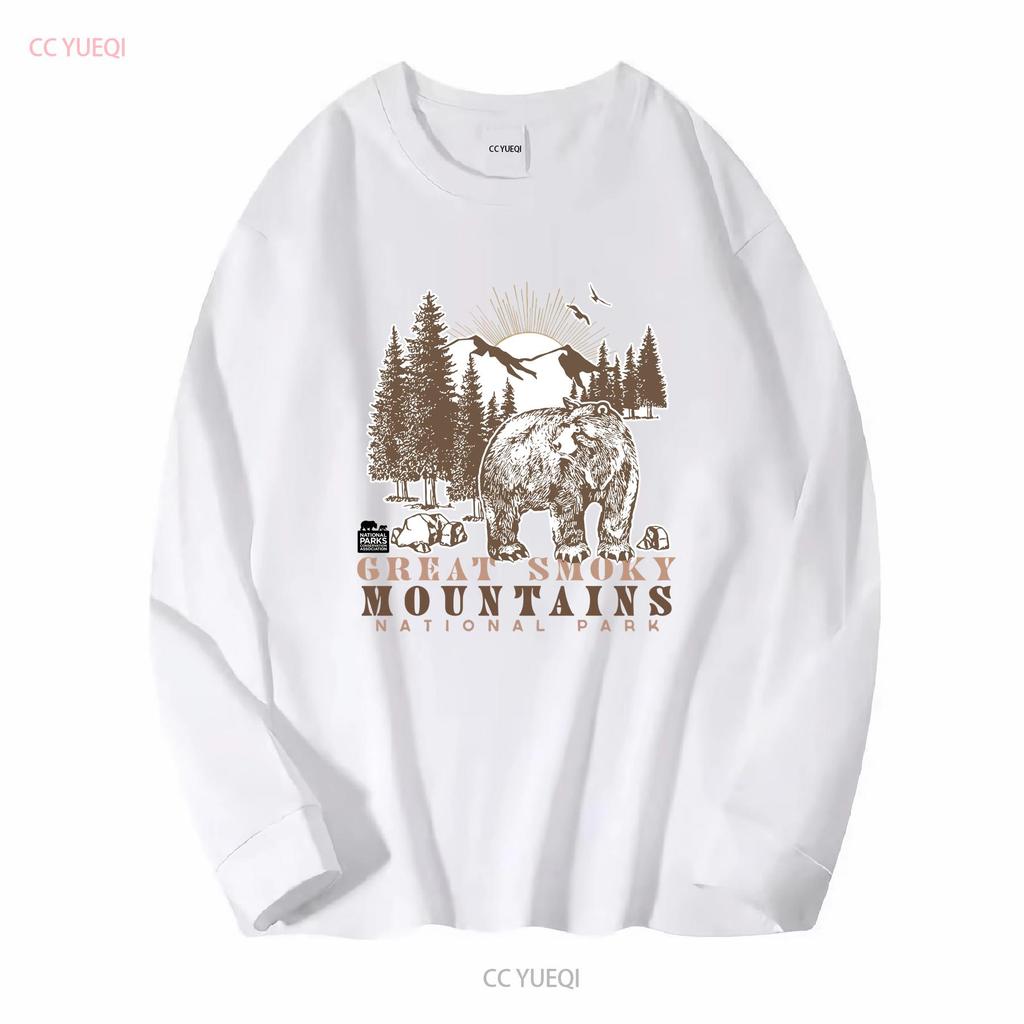 Great Smoky Mountains Bear in the Woods Mens T Shirt long or short sleeves vintage Washed Top For Everyday Wear Stylish