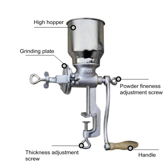 Manual Coffee Grinder Heavy Duty Hand Crank Grain Mill for Wheat Corn Pepper Cereals 3 Adjustable Grinding