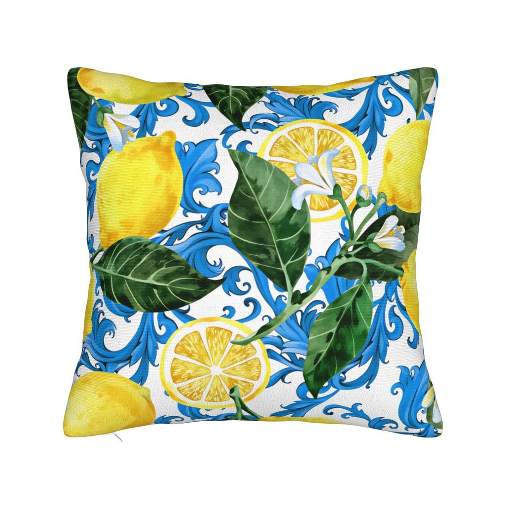 Yellow Lemon Pattern Pillow Case Vintage Pillow Cover Comfy Pillowcases For Living Room Bed Chair