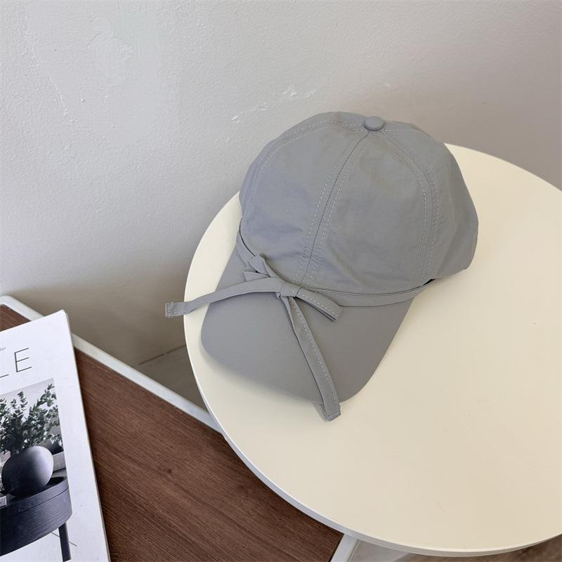 Ins niche sweet bow baseball cap children wide brim sunshade light breathable face small cap