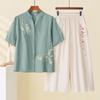 Xiao Fu Damen Sommer Kurzarm T-Shirt & Lässiges Zweiteiler Set