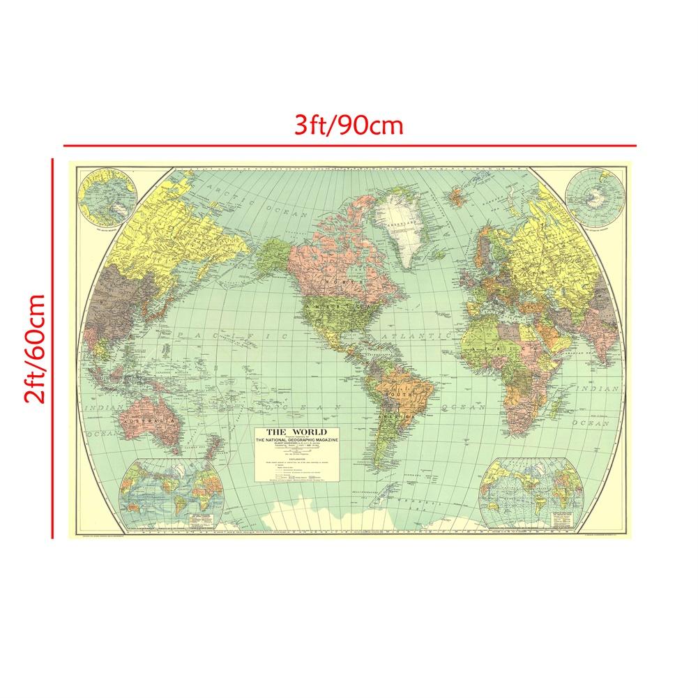 National Geographic - World Map (1932),Poster Wall Hanging Tapestry,Study,Geographical,Tourism/Education Tool,Room Decor