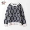 Snuofude Women's Argyle Cashmere Blend Sweater