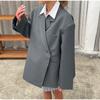 Casual Suit Blazer Coat Women Oversized Double Button Notched Side Slit Jacket Female Autumn Office Shoulder Pads Lady Tops