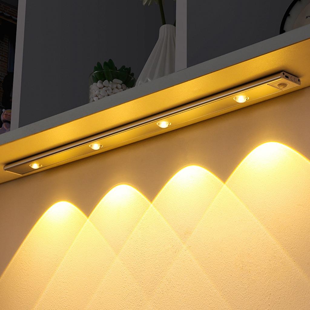3 Color Dimmable Cat's Eye Strip LED Desk Lamp Motion Sensor Light USB Rechargeable Kitchen Closet Closet Lights