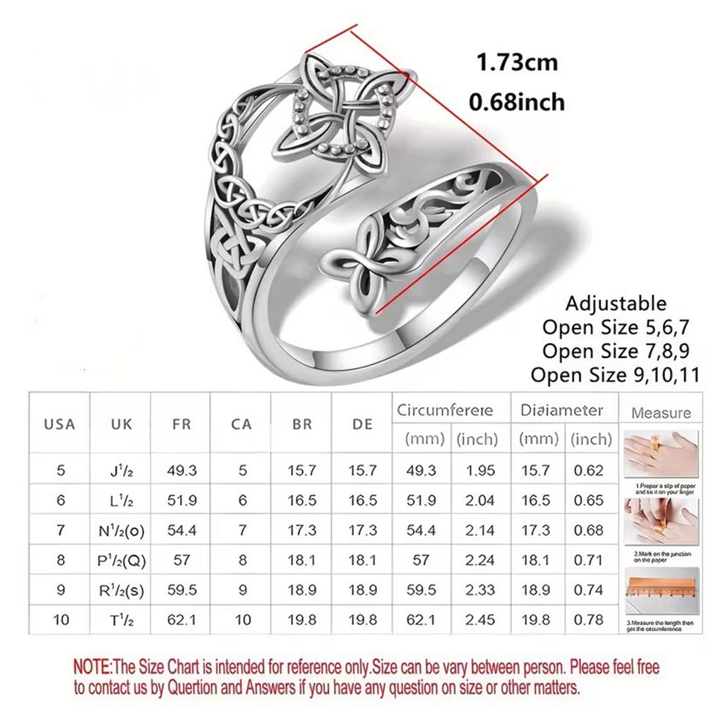 Women Witches Knot Ring Silver Color Adjustable Thumb Open Rings Irregular Geometric for Wife Girls Trendy Jewelry