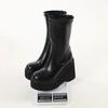 Fashion Matte Black Knee High Boots Women Platform Wedges High Heels Thick Bottom Ladies INS Hot Winter Fashion Elegant Drop Ship