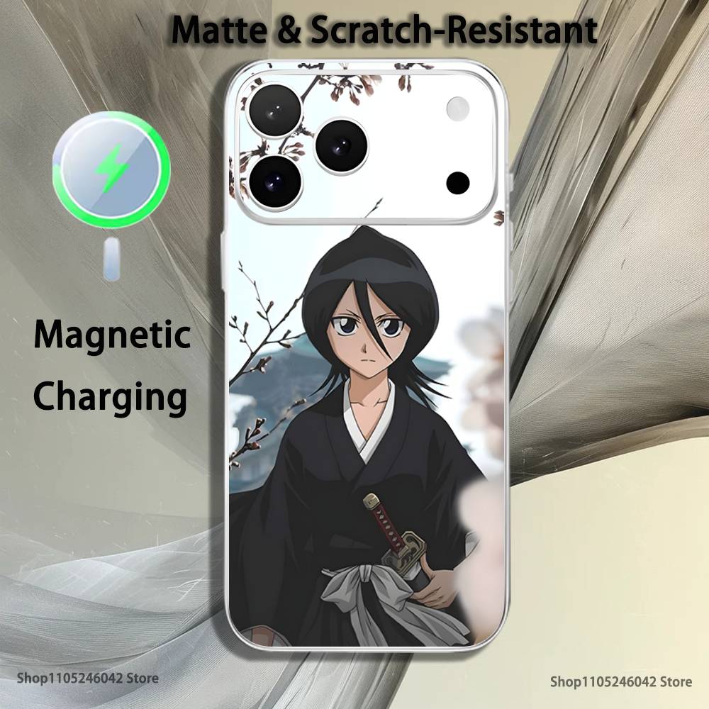 R-Rukia Anime-E KuchikiS For iPhone 17,16,15,14,13,12,11,Pro,Max,Plus Transparent White Phone Case Magnetic Wireless Charging