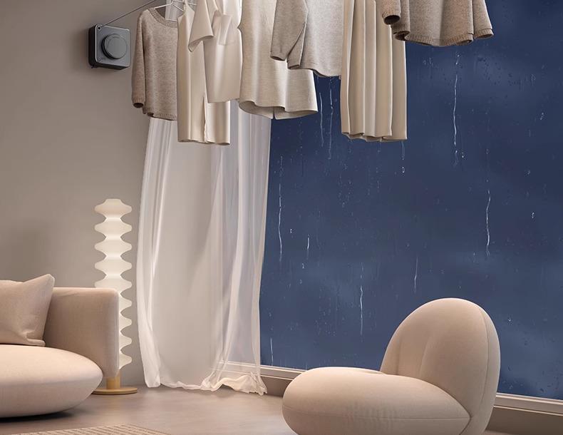 Indoor Retractable Clothesline - Invisible, No-Punch Installation for Bathroom or Balcony