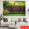 2D Lattice Wood Fence Tropical Floral Palm Garden Photo Backdrop Cloth