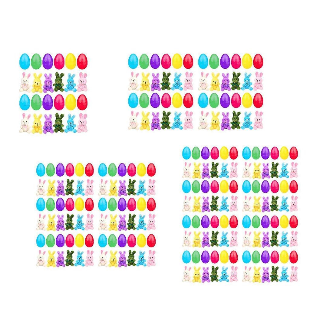 Filled Easter Eggs with Plushie Bunny Decoration DIY Bright Colors Basket Stuffers Fillers for Friends Celebration