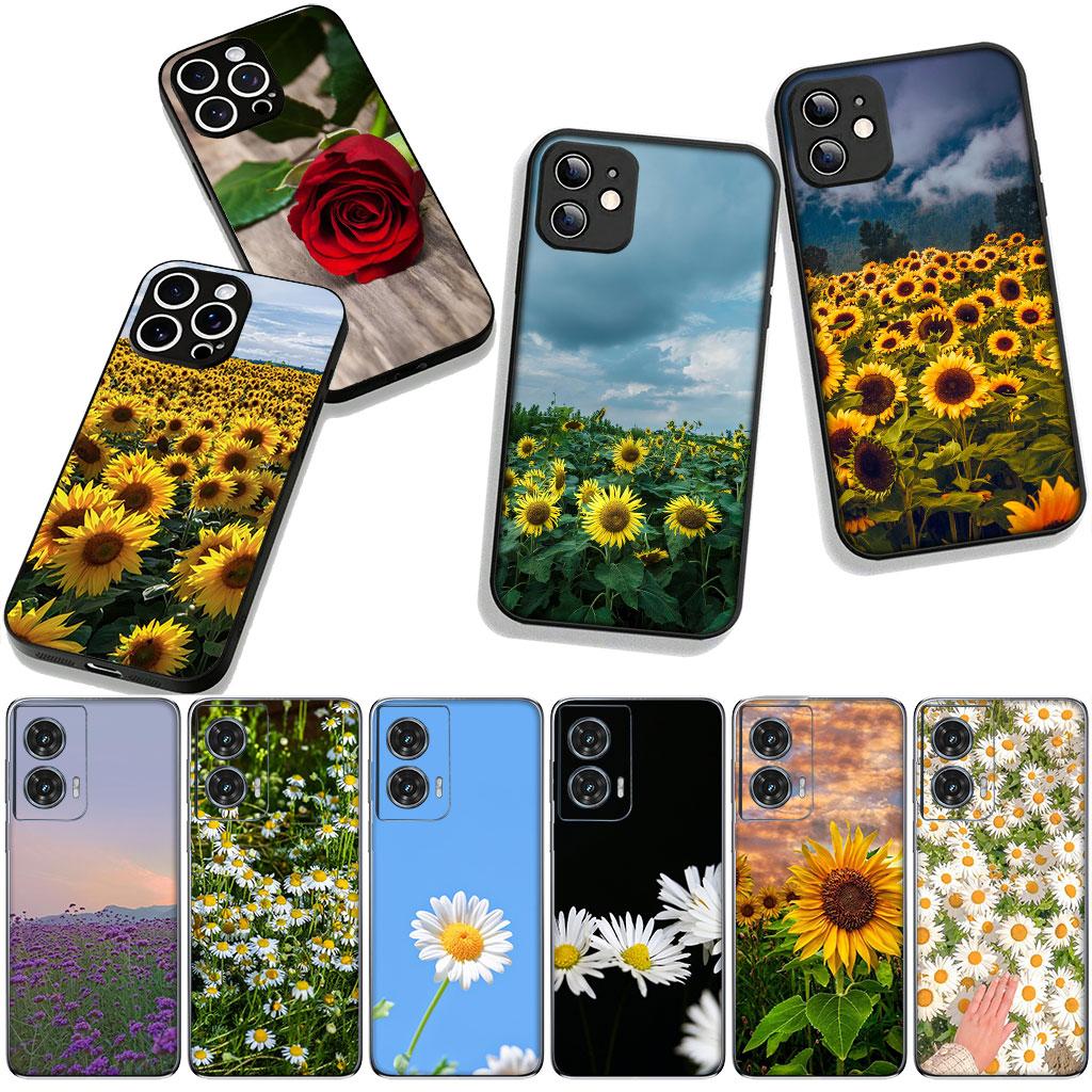 Lavender Daisy Sunflower Rose Flower for Motorola Moto G54 G05 G24 G55 G75 G85 G15 G57 G86 Power Edge 50 30 Fusion Neo Pro Case