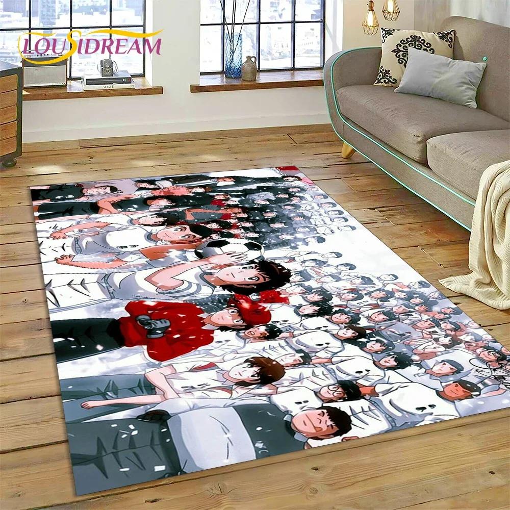 3D Cartoon Captain Tsubasa Fußballteppich für Schlafzimmer Wohnzimmer Heimsofa Dekoration, Kinderspiel Große Dekor Bodenmatte
