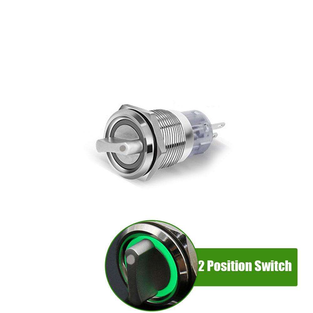 19mm Self-return Self-locking Fixation Waterproof DPDT Illuminated Metal Selector Rotary Switch 2/3 Position with LED