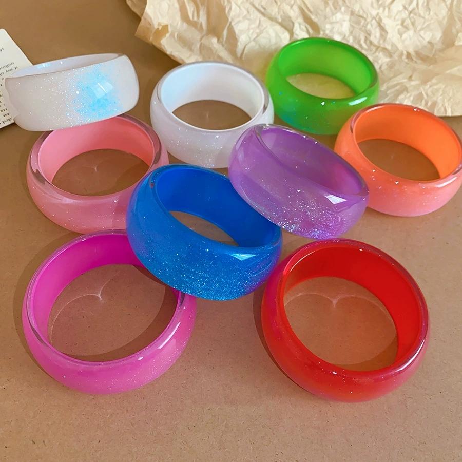 2026 Summer Fashion Shining Colored Geometry Resin Bracelet For Women Charm Personalized Vacation Aesthetic Jewelry Accessories
