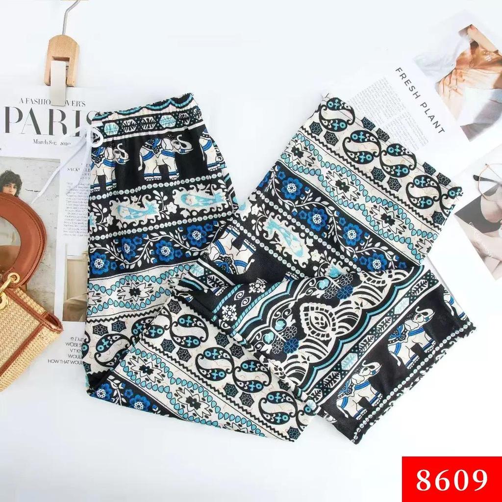 Thailand Elefant Hochtaillierte Weitbeinige Hosen: Frühlings-/Sommerliche fließende, locker sitzende, geradbeinige, bodenlange Freizeithose.