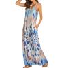 Women Summer Casual Floral Printed Bohemian Floral Long Dress With Pockets