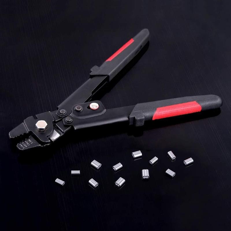 Wire Rope Crimp Kit Wire Rope Cable with Crimping Sleeves Multifunctional Cutter Scissors for Railing Decking Hanging