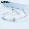 WOSTU Silver Color Classical Snake Open Bangle Bracelets For Women Men Green White Zircon Charm Bracelet Unique Jewelry Gift