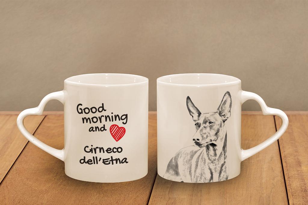 Cirneco dell'Etna - cup with a dog, adorable cup with a heart-shaped handle, universal gift from the Art-Dog brand