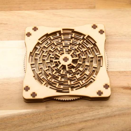 1/4Pcs Wooden Kinetic Coasters Farmhouse Rustic Heat-resistant Coffee Mug Cup