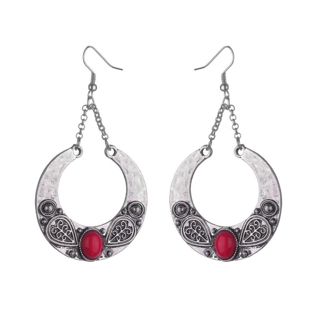 Retro Ethnic Gemstone Earrings for Women - Popular European & American Style