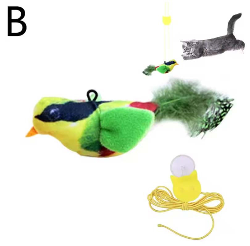 New Simulated Bird Cat Toy Interactive Cat Toys Flapping Vivid Bird Chirp Tweet Exercise Toys