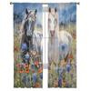 Kůň Akvarel Květina Tyl Závěsy do obývacího pokoje Průsvitný závěs do ložnice Kuchyňské žaluzie Voálové závěsy