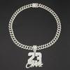 Diamond 23 Digital Pendant Necklace: European-American Hip-Hop Style Cuban Chain