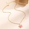 Lotus Pendant Necklace Enamel Lotus Flower Necklace Oriental Style Elegant Twist Chain Necklace Jewelry Gift for Women And Girls