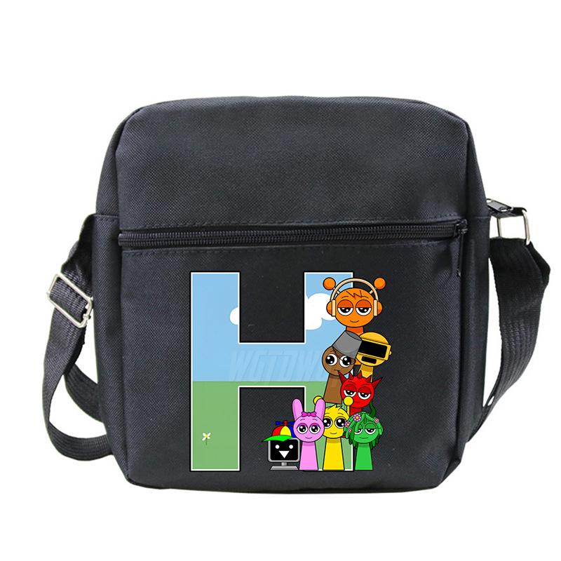 Fashion Children'S Shoulder Bag 26 Letters Personalized Printing Rhythm Box Black Messenger Bag Stationery Bag