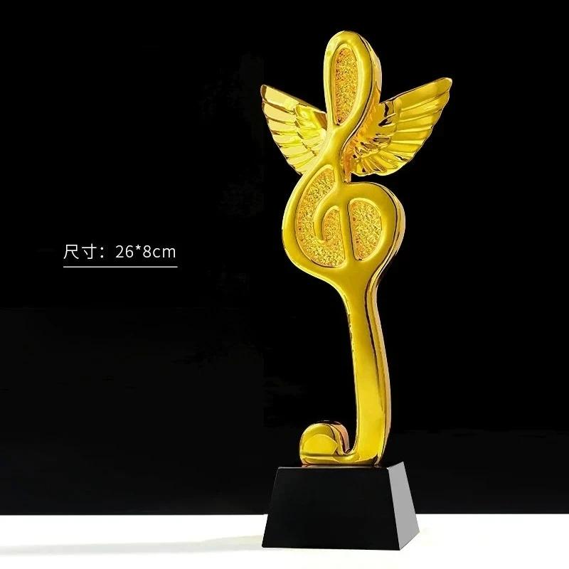 Customized Microphone Five-pointed Star Resin Trophy, Crystal Base Excellent Host Singing Talent Activity Competition Award, 1Pc