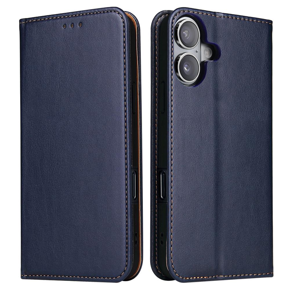 

FIERRE SHANN Чехол для iPhone 16 из ПУ кожи, откидная подставка, кошелек, чехол для телефона Blue