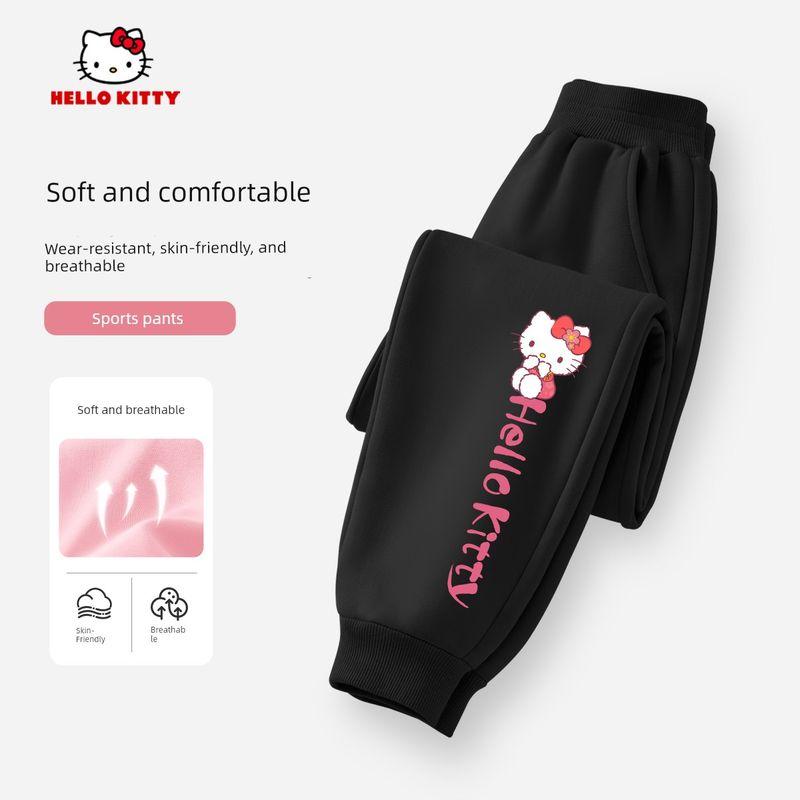 Hello Kitty Girls' Pants Spring and Autumn Thin Purple Stylish Casual Pants Children's Spring Sports Sweatpants Trendy