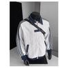 Men's Striped Varsity Jacket Color Block Zip Up Sweatshirt Couple Coat