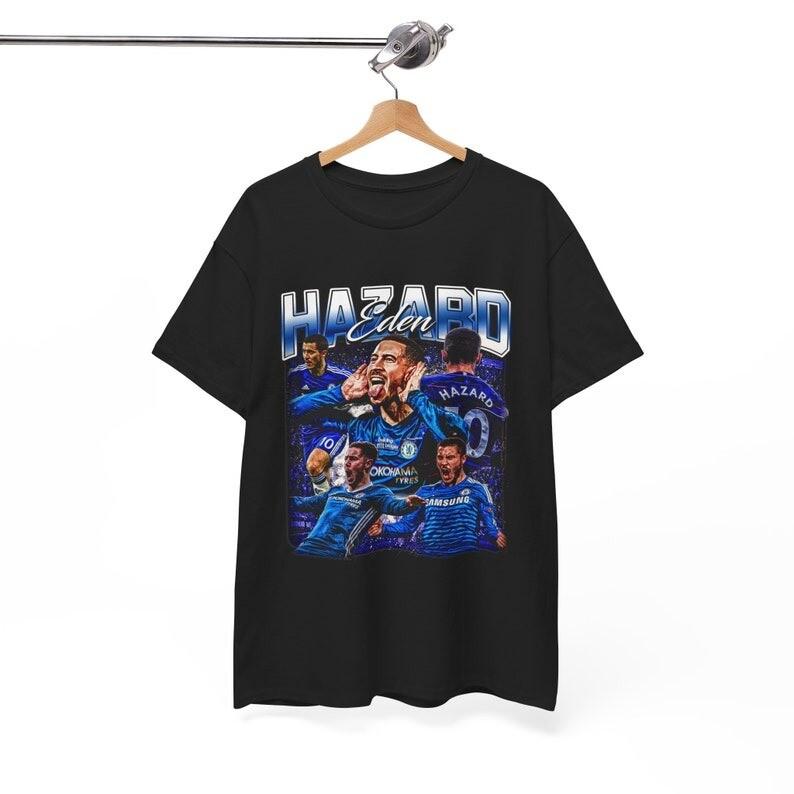 Retro 90s Graphic Eden Hazard T-Shirt Chelsea Tee Soccer T-Shirt M