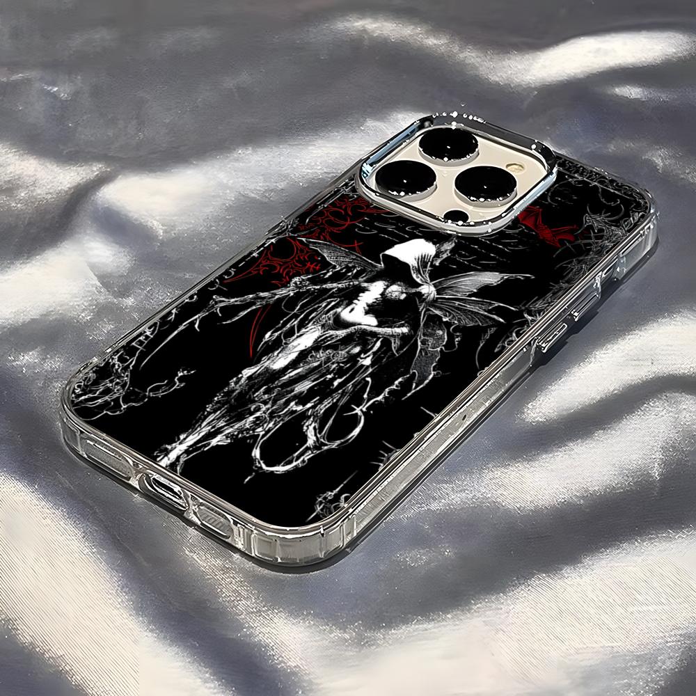 Angel Death Design Phone Case For IPhone 17 Pro Max 16 15 14 Pro Max IPhone 13 Pro Max 11 Plus Transparent Cover