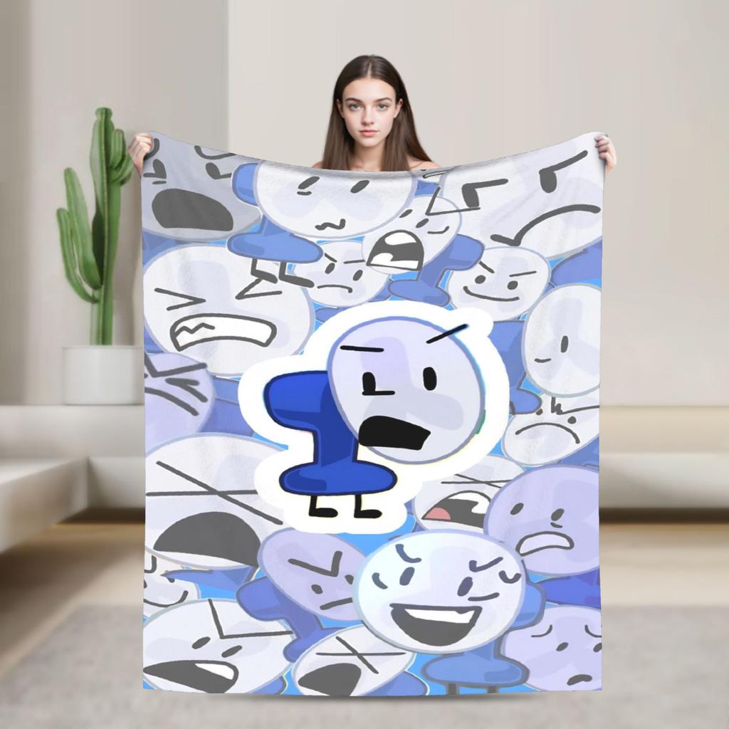 Two BFDI Cartoon Animated Blanket Flannel Novelty Warm Throw Blanket for Home Decoration