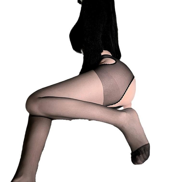 Ultra-Thin Crotchless Silk Stockings - Sexy Lingerie with Hollow Design