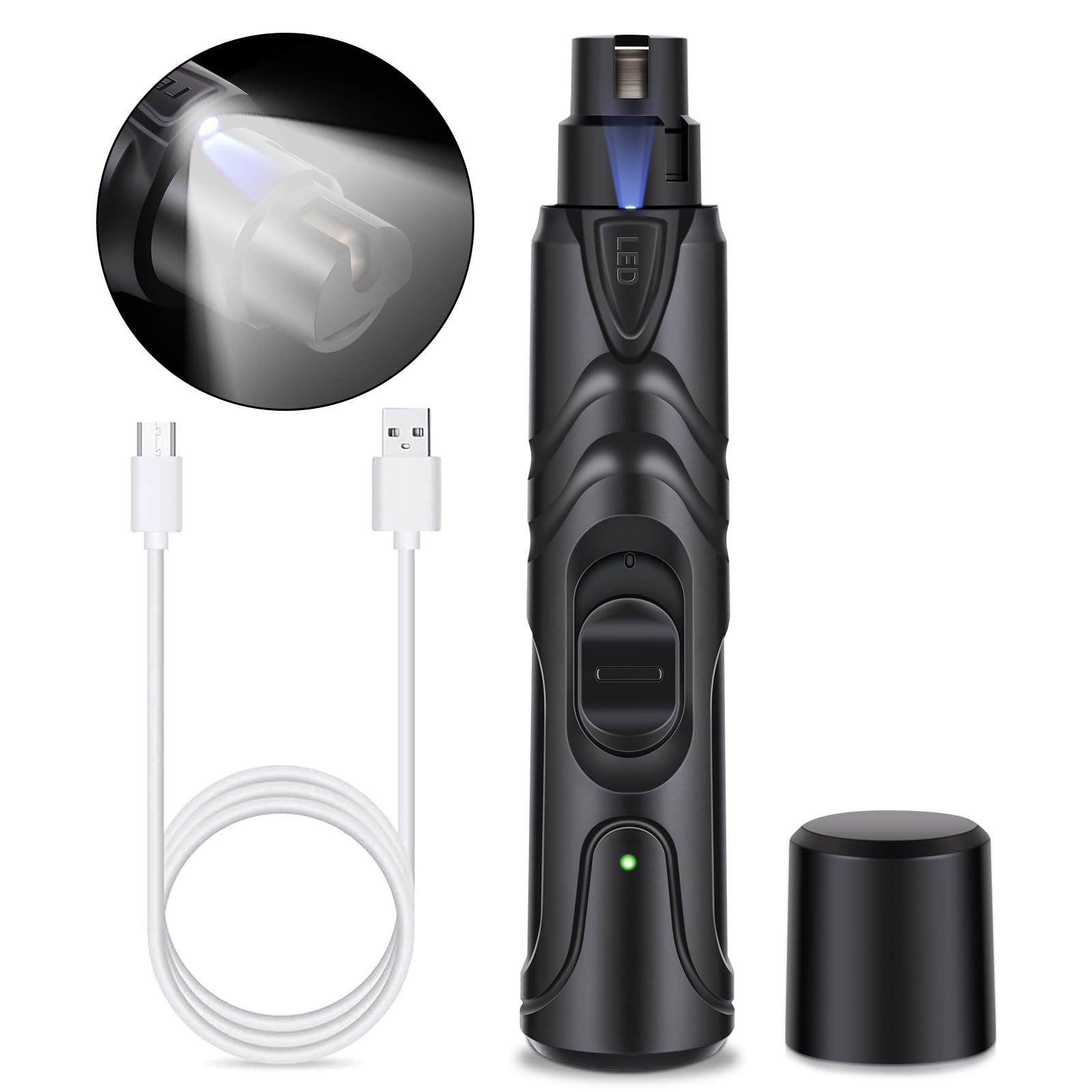 

SUPTMAX Электрическая пилка для когтей для домашних животных для собак и кошек со светодиодной подсветкой, пилка для когтей, электрическая пилка для когтей, травма когтя, высокая скорость, безопасная и для и крупных, черный свет,