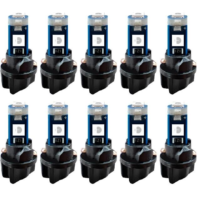 10PCS T5 LED Bulb with Twist Lock Socket- 74 37 2721 PC74 PC37 LED Dashboard Trument Panel Gauge Cluster Indicator Light Bulbs- Bright 3030 SMD 12