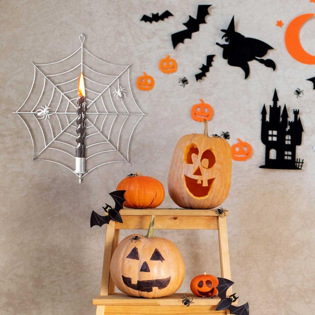 Web Candles Holders, Spiderweb Taper Candle Holder Sconce, Spiderweb Taper Wall Mounted Candle Holder For Halloween Festival Decorations