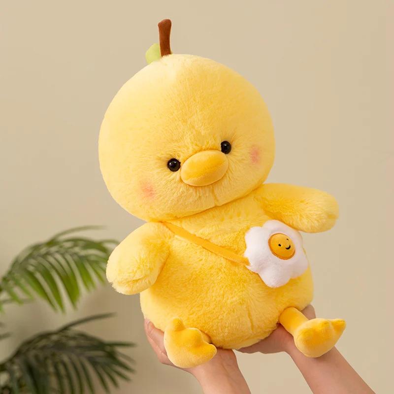 Gelbes Huhn mit pochiertem Ei, gefüllte Plüschtiere, weiches Sofakissen, Geschenk für Kinder, Geburtstagsgeschenk