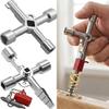 4in1 Silver Key Wrench Electrical Elevator Control Cabinet Valve Multi Purpose Zinc Alloy Triangular Wrench Portable Hand Tools